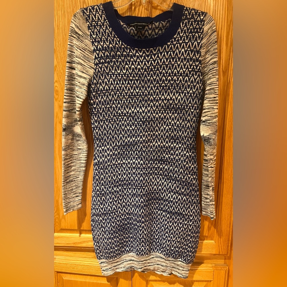 French Connection Navy And Gray Patterned Long Sl… - image 4